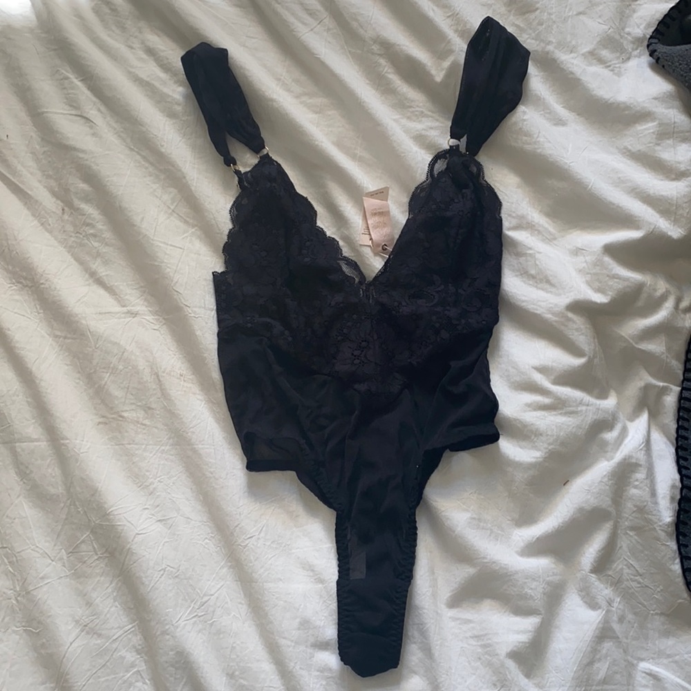 Revolve black lace bodysuit NWT